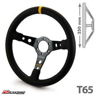 Kožený závodní volant RRS 350mm/65mm hladká kůže