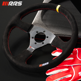 Semišový závodní volant RRS Veloce 350mm/0mm plochý širší věnec